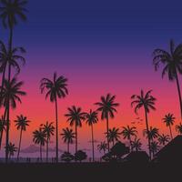 staglia Noce di cocco palma alberi a il spiaggia con drammatico cielo piazza sfondo illustrazione. estate in viaggio e festa a il spiaggia concetto piatto design con vuoto spazio. vettore