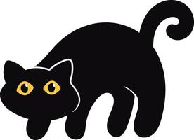 internazionale gatto giorno silhouette. carino cartone animato stile con piccolo giallo occhi. vettore