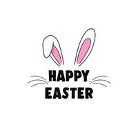 contento Pasqua saluto carta con coniglietto orecchie vettore