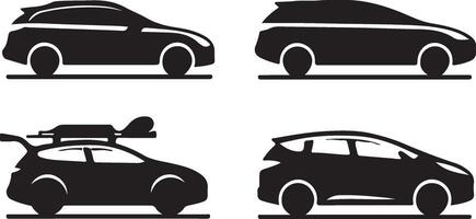 auto silhouette lato arte, icone, e grafica, nero colore silhouette vettore