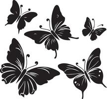 farfalla vortice. nero volante farfalle, nero colore silhouette vettore