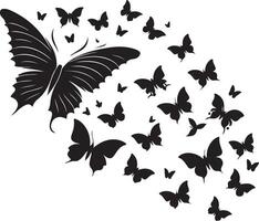 farfalla vortice. nero volante farfalle, nero colore silhouette vettore