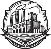 illustrazione di un' fabbrica e industria logo design nero e bianca vettore