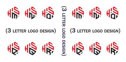 creativo 3 lettera logo progettazione,hsm,hsn,hso,hsp,hsq,hsr, vettore