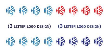 creativo 3 lettera logo disegno,hss,hst,hsu,hsv,hsw,hsx,hsy,hsz, vettore