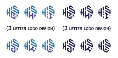 creativo 3 lettera logo disegno, hsg, hsh, hsi, hsj, hsk, hsl, vettore