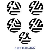 3 lettera moderno generico enorme logo, svc,swc,sxc,syc,szc, vettore