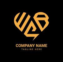 creativo wsb amore lettera logo design vettore