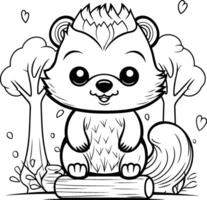 colorazione pagina schema di cartone animato scoiattolo animale illustrazione vettore