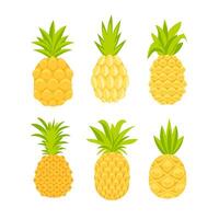 un' impostato di ananas immagini nel un' carino cartone animato piatto stile. vettore