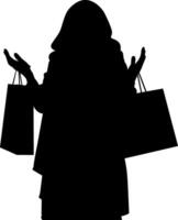 silhouette di un' donna con un' shopping Borsa. vettore