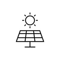 solare pannello icona. semplice schema stile. fotovoltaico, sole, installazione, tetto, Generatore, calore, luce del sole, rinnovabile energia concetto. magro linea simbolo. isolato. vettore