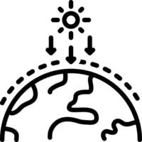 nero linea icona per solare irraggiamento vettore