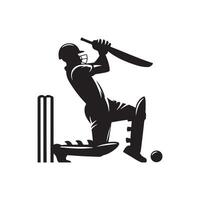 cricket silhouette piatto illustrazione. vettore