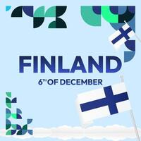 Finlandia indipendenza giorno piazza bandiera nel geometrico stile. colorato moderno saluto carta per nazionale giorno di Finlandia nel dicembre. design sfondo per festeggiare nazionale vacanza vettore