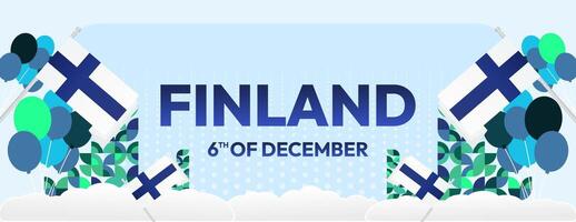 Finlandia indipendenza giorno bandiera nel geometrico stile. colorato moderno saluto carta per nazionale giorno di Finlandia nel dicembre. design sfondo per festeggiare nazionale vacanza vettore