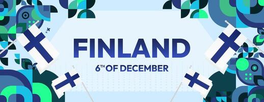 Finlandia indipendenza giorno bandiera nel geometrico stile. colorato moderno saluto carta per nazionale giorno di Finlandia nel dicembre. design sfondo per festeggiare nazionale vacanza vettore