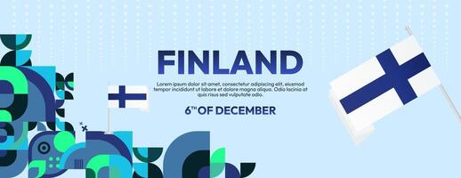 Finlandia indipendenza giorno bandiera nel geometrico stile. colorato moderno saluto carta per nazionale giorno di Finlandia nel dicembre. design sfondo per festeggiare nazionale vacanza vettore