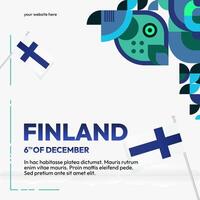 Finlandia indipendenza giorno piazza bandiera nel geometrico stile. colorato moderno saluto carta per nazionale giorno di Finlandia nel dicembre. design sfondo per festeggiare nazionale vacanza vettore