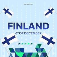 Finlandia indipendenza giorno piazza bandiera nel geometrico stile. colorato moderno saluto carta per nazionale giorno di Finlandia nel dicembre. design sfondo per festeggiare nazionale vacanza vettore