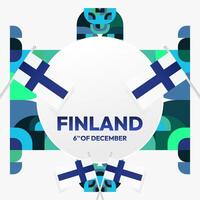 Finlandia indipendenza giorno piazza bandiera nel geometrico stile. colorato moderno saluto carta per nazionale giorno di Finlandia nel dicembre. design sfondo per festeggiare nazionale vacanza vettore