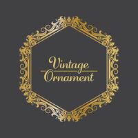 d'oro Vintage ▾ telaio ornamento nel esagono forma .d'oro confine ornamento. d'oro lusso ornamento adatto per nozze invito carta e etichetta. vettore