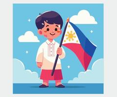 mano disegnato Filippine indipendenza giorno con bandiera illustrazione vettore