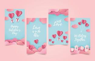 storia dei social media di San Valentino in stile artigianale di carta