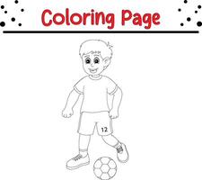 contento ragazzo giocando colorazione libro pagina per bambini vettore