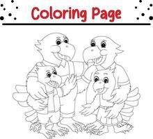 uccelli famiglia colorazione libro pagina vettore