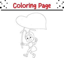 carino lavoratore formica colorazione libro pagina per bambini vettore