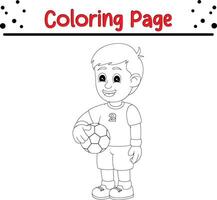 contento ragazzo giocando colorazione libro pagina per bambini vettore