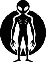 un' nero silhouette di un' alieno vettore