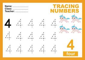 tracciato il numeri. tracciato attività per bambini. apprendimento di numero. vettore