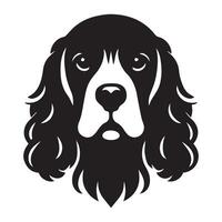 cocker spaniel - un' stoico cocker spaniel viso illustrazione nel nero e bianca vettore