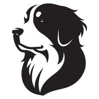 cane - un' maestoso bernese montagna cane viso illustrazione nel nero e bianca vettore