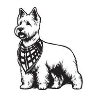 westie cane - ovest montanaro bianca terrier con bandana illustrazione vettore
