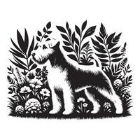 westie cane - ovest montanaro bianca terrier nel vivace giardino illustrazione vettore