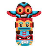carino statua cultura tradizionale nativo americano indiani simbolo cartone animato illustrazione clipart etichetta vettore