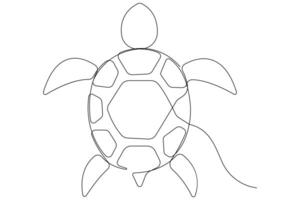 continuo uno linea arte disegno di mare tartaruga concetto di schema minimalista illustrazione vettore