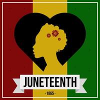 juneteenth saluto design con afro ragazza e cuore forma adatto per juneteenth giorno su giugno 19 vettore