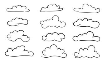 collezione di semplice disegnato a mano nube illustrazioni vettore