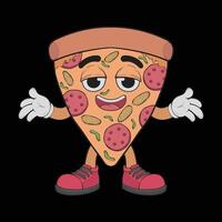cartone animato Pizza carattere. contento pizzeria portafortuna carattere. colorazione pagina. vettore