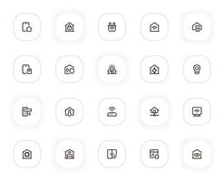 inteligente casa linea icone impostare. sicurezza, serratura, energia, Wifi, protezione, parola d'ordine, automazione, sistema. schema pittogrammi per ragnatela e ui, UX mobile App design. modificabile ictus. 24x24 pixel Perfetto. vettore