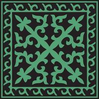 verde con nero piazza kazakh nazionale ornamento. etnico modello di il popoli di il grande steppa, .mongoli, kirghiso, calmucchi, buriati vettore