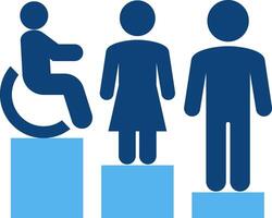 equità icona per invalidità e Genere uguaglianza. sociale giustizia e occupazione equità illustrazione. vettore