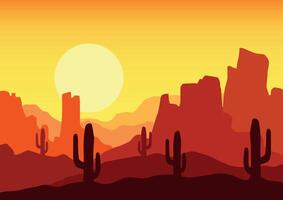 deserto panorama nel America con Luna panorama. illustrazione nel piatto stile. vettore