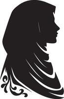lato Visualizza nero linea arte silhouette di musulmano donna portrail vettore