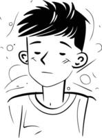 illustrazione di un' adolescenziale ragazzo chi ha un' stomaco dolore. vettore