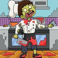 zombie capocuoco colorato cartone animato illustrazione vettore